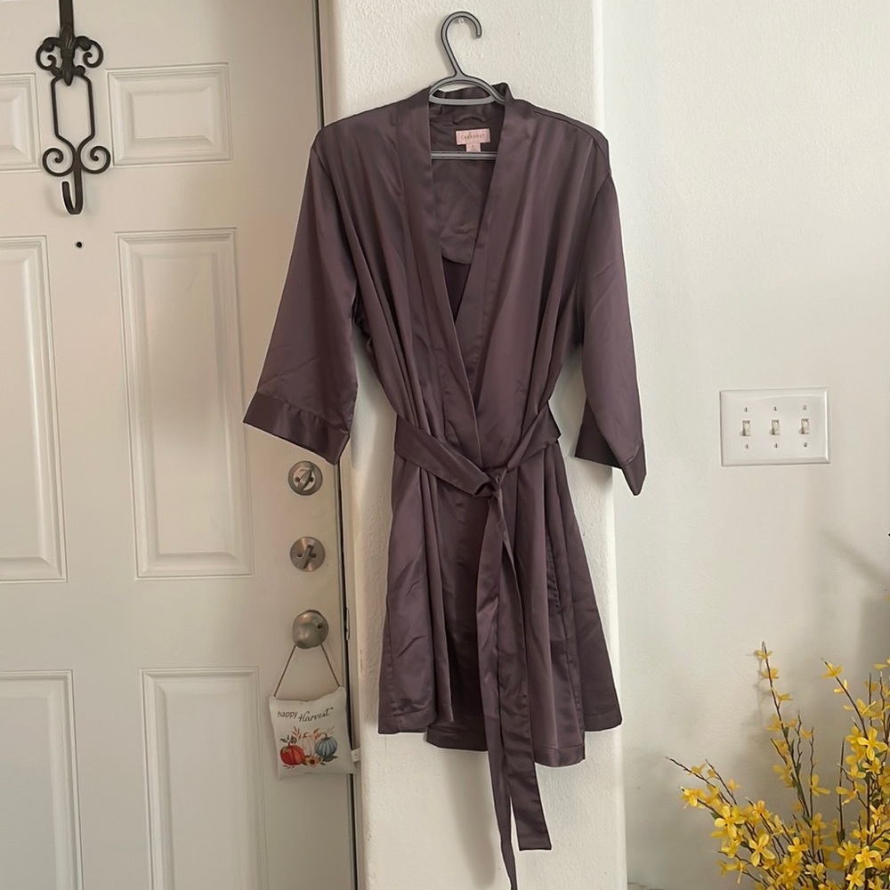 Cabernet Purple Satin Robe